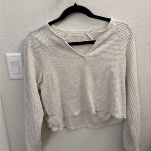 American Eagle Outfitters Cream Ribbed Crop Top